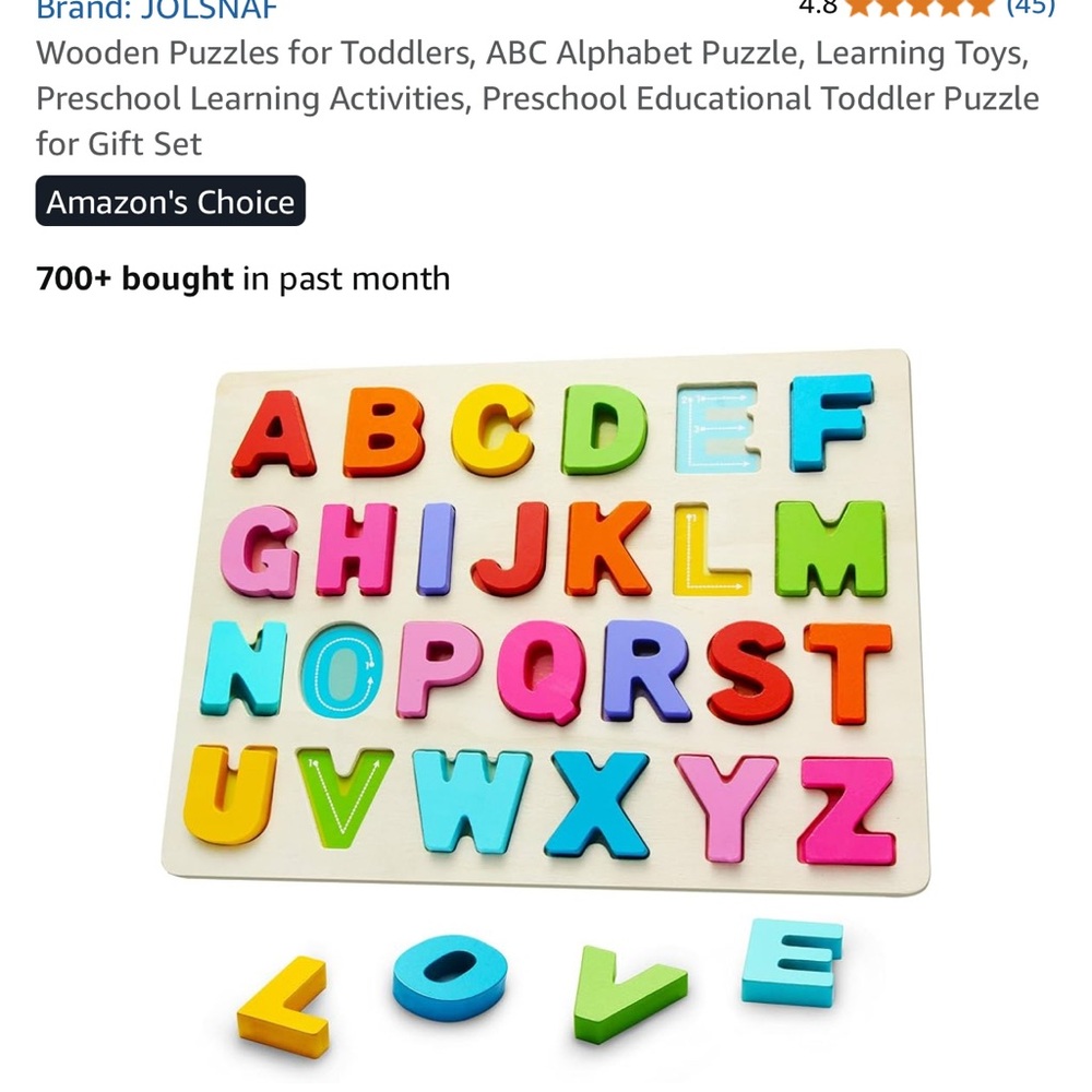 Wooden Alphabet Puzzle for Toddlers - Multicolor